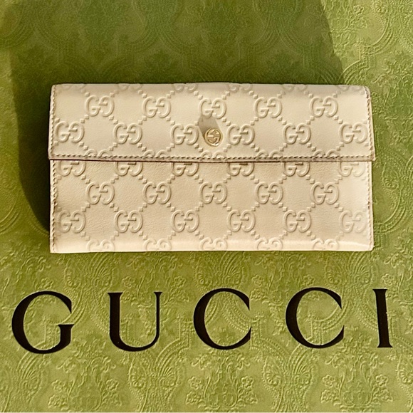 Gucci Bags Gucci Guccissima Ivory Long Wallet Poshmark